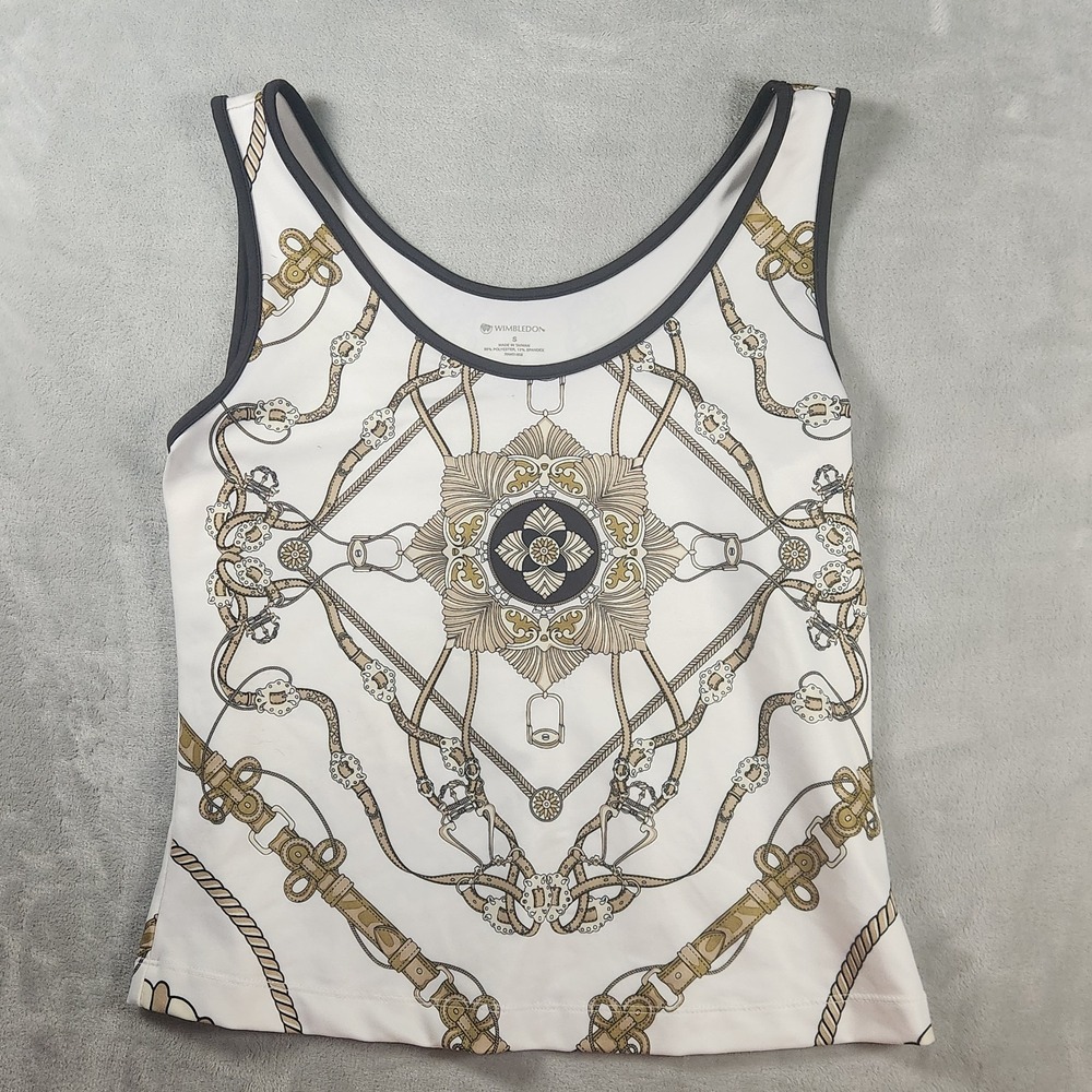 Wimbledon Sport Equestrian Racerback Tennis Tank Top Luxury Athleisure Small S